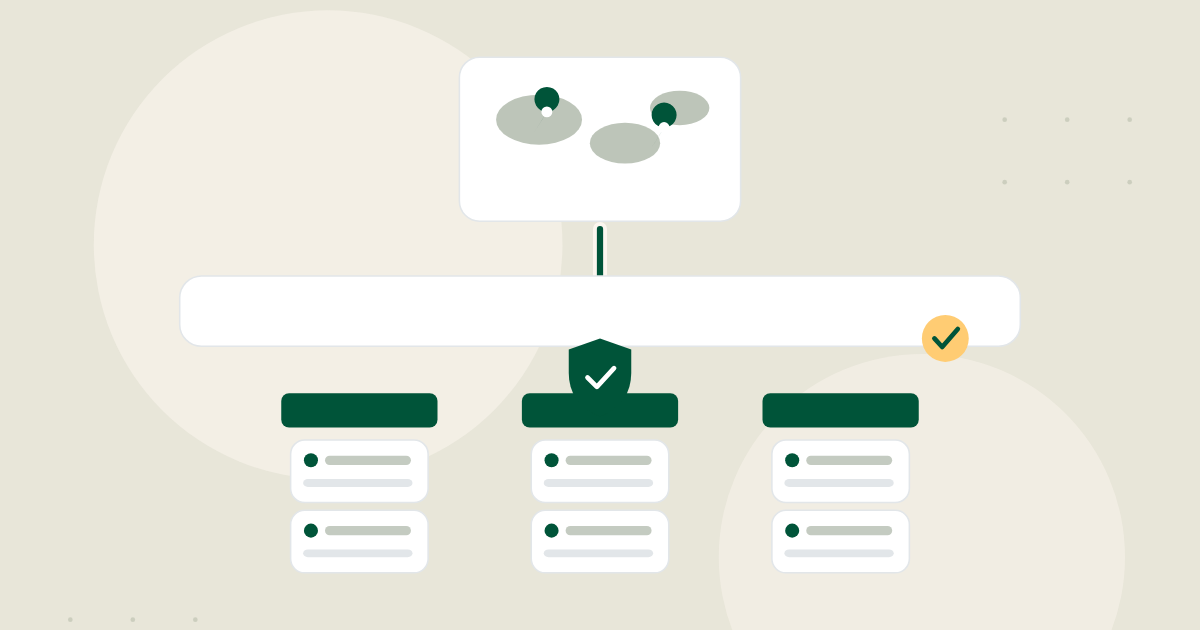 An illustration: competency cards sort into three columns beside a map, a shield and a check